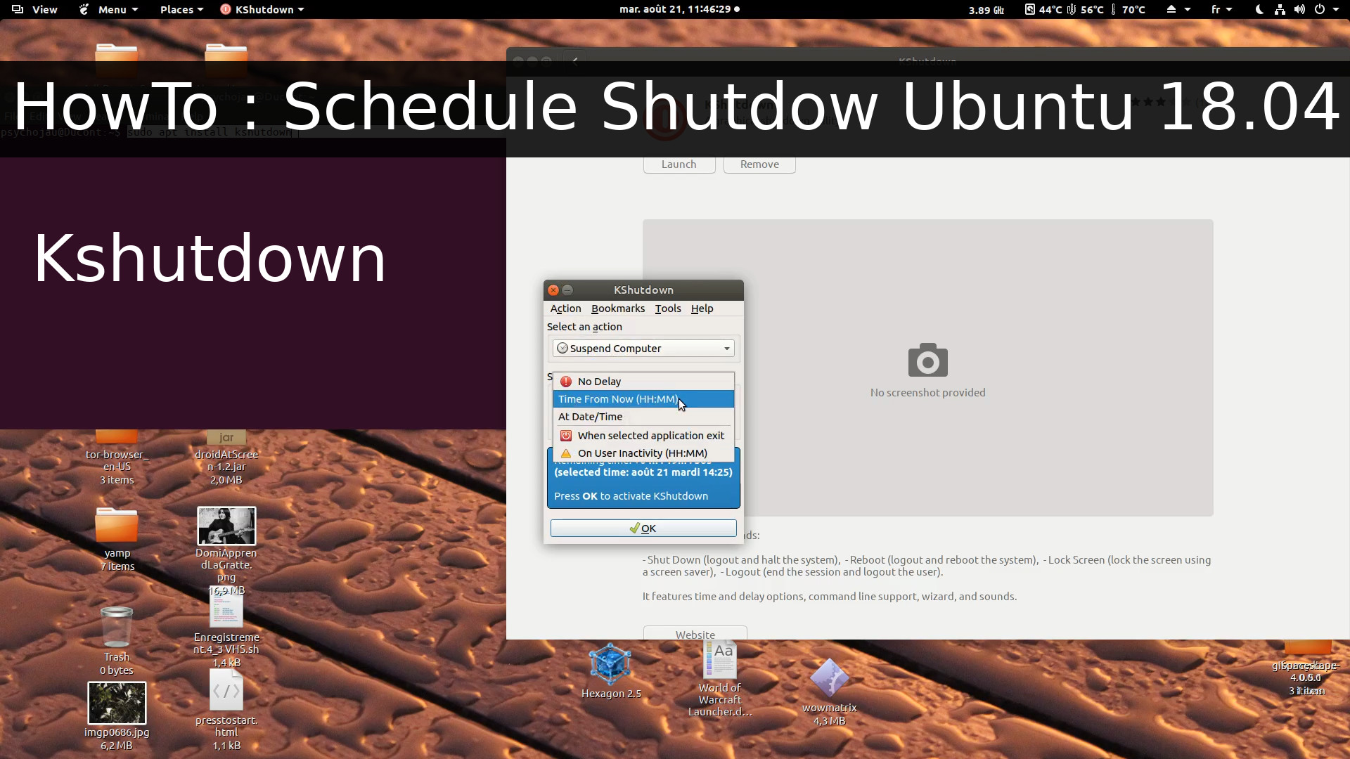 Schedule Ubuntu desktop 18.04 shutdown / sleep