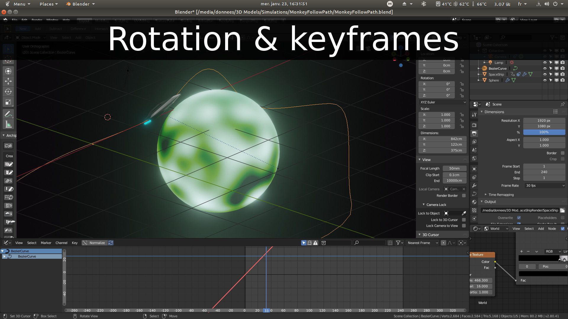 Blender 2.8 : Rotation and Keyframes